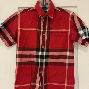 Burberry Kids Red and Black Plaid Button-Down Shirt